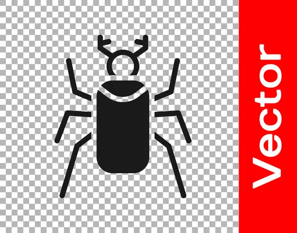 Escarabajo Negro Icono Error Aislado Sobre Fondo Transparente Vector — Vector de stock