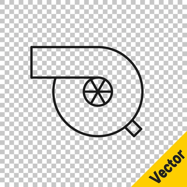 Línea Negra Icono Del Turbocompresor Automotriz Aislado Sobre Fondo Transparente — Vector de stock