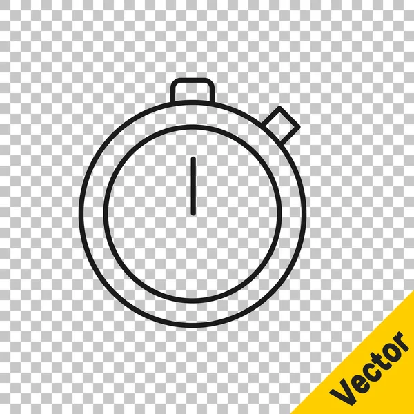 Ligne Noire Icône Chronomètre Isolé Sur Fond Transparent Signe Minuterie — Image vectorielle