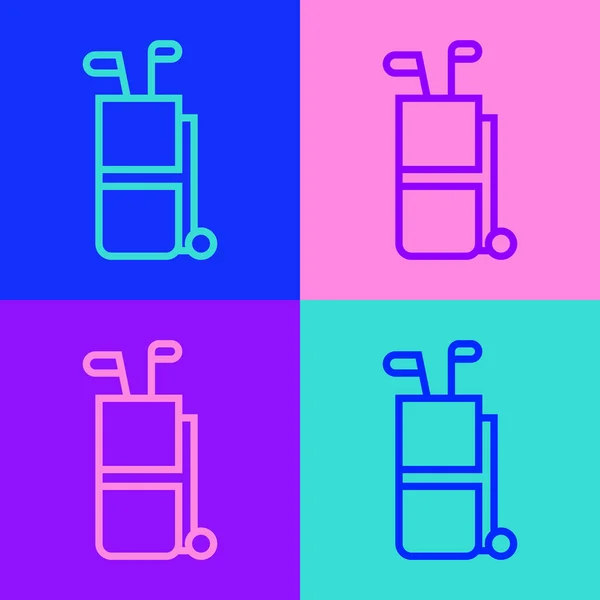 Pop Art Line Golf Bag Clubs Icon Isolated Color Background — Stock Vector