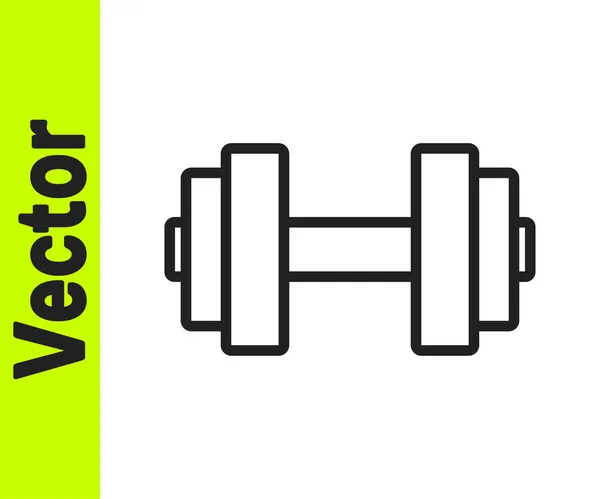 Black Line Dumbbell Icon Isolated White Background Muscle Lifting Icon — Stock Vector