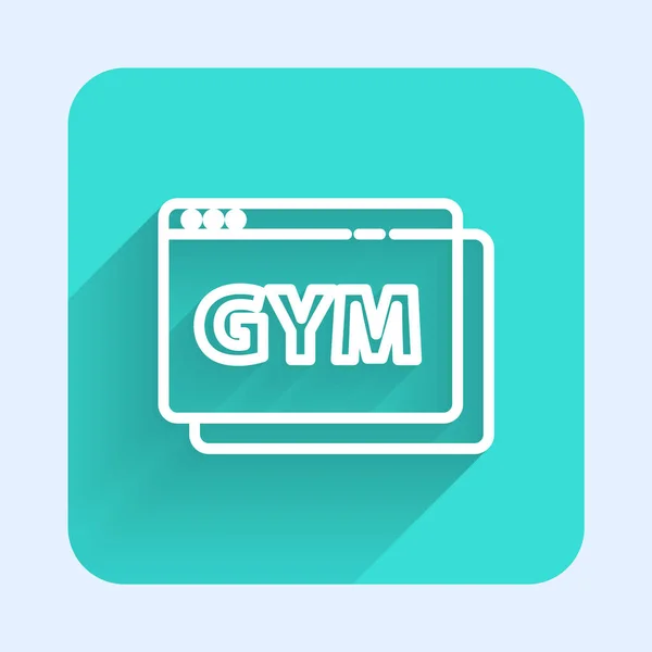 Línea Blanca Icono Fitness Entrenamiento Línea Aislado Con Sombra Larga — Vector de stock