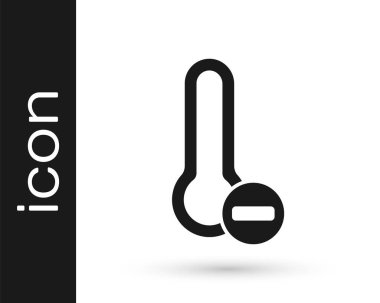 Siyah Meteoroloji termometresi beyaz zeminde izole edilmiş ikonu ölçüyor. Termometre termometresi sıcak ya da soğuk hava gösteriyor. Vektör.