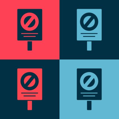 Pop Art Protesto simgesi renk arkaplanında izole edildi. Toplantı, protestocu, grev, konuşma, pankart, protesto pankartı, dilekçe, lider broşür Vektörü