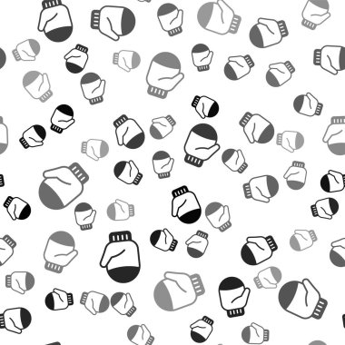 Siyah Noel eldiveni simgesi beyaz arka planda izole edilmiş kusursuz desen. Vektör.