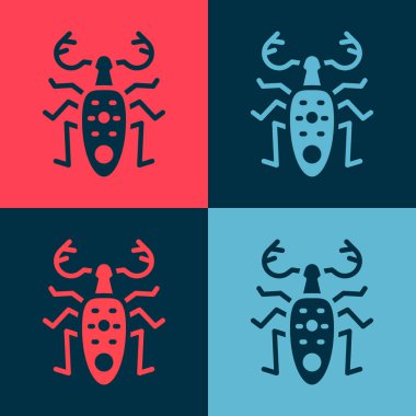 Pop Art Beetle geyiği simgesi renk arkaplanda izole edilmiş. Boynuzlu böcek. Büyük böcek. Vektör.