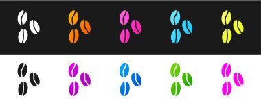 Kahve çekirdeği simgesini siyah beyaz arkaplanda izole et. Vektör.