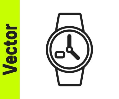 Siyah çizgi bilek saat simgesi beyaz arkaplanda izole edildi. Kol saati simgesi. Vektör İllüstrasyonu.