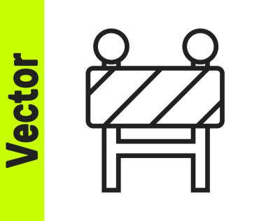 Siyah çizgi bariyer simgesi beyaz arkaplanda izole edildi. İnşaat sürecinde olan yasak bölgenin sembolü. Onarım işe yarıyor. Vektör İllüstrasyonu.