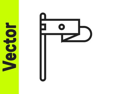 Siyah çizgi Ortaçağ bayrağı simgesi beyaz arkaplanda izole edildi. Bir kral ya da kraliçe tarafından yönetilen ülke, devlet ya da bölge. Vektör.