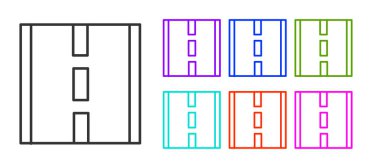 Siyah çizgi yol simgesi beyaz arkaplanda izole edildi. Simgeleri renklendirin. Vektör.