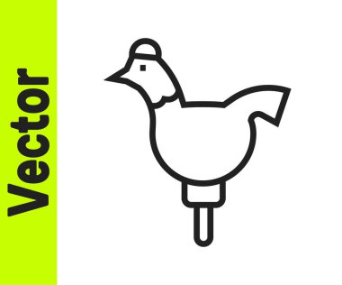 Siyah çizgi Candy horoz lolipopu beyaz arka planda izole edilmiş bir çubuk ikonu üzerinde. Vektör.