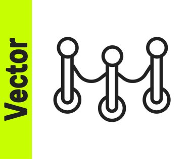 Siyah çizgi bariyer simgesi beyaz arkaplanda izole edildi. VIP etkinliği, lüks kutlama. Ünlüler partisi girişi. Vektör.