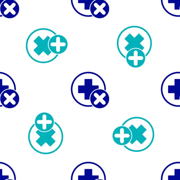 Больничная Медицинская Икона Blue Cross Выделила Бесшовный Рисунок Белом Фоне — стоковый вектор