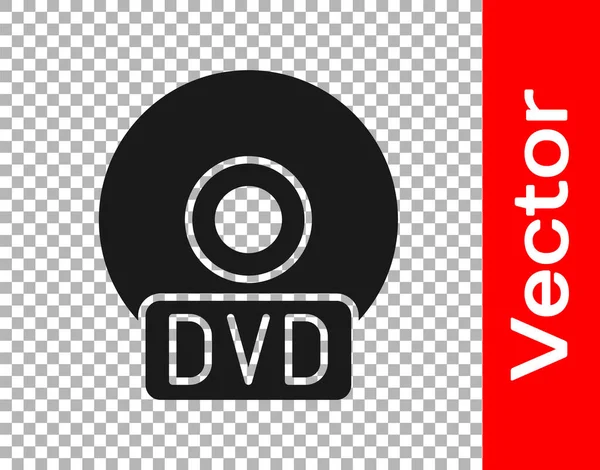 Ícone Disco Dvd Preto Isolado Fundo Transparente Sinal Disco Compacto — Vetor de Stock