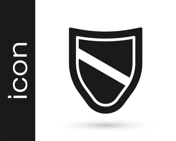 Icona Black Shield Isolata Sfondo Bianco Segno Guardia Sicurezza Protezione — Vettoriale Stock