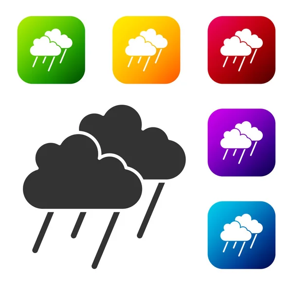 Black Cloud Rain Icon Isolated White Background Rain Cloud Precipitation — Stock Vector