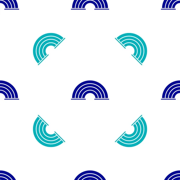 Blaues Regenbogen Symbol Isoliert Nahtlose Muster Auf Weißem Hintergrund Vektor — Stockvektor