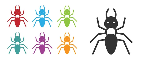 Icona Black Ant Isolata Sfondo Bianco Set Icone Colorate Vettore — Vettoriale Stock