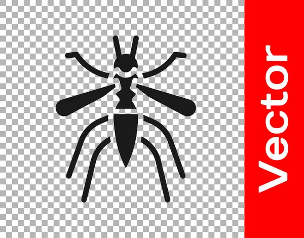 Icono Mosquito Negro Aislado Sobre Fondo Transparente Vector — Vector de stock