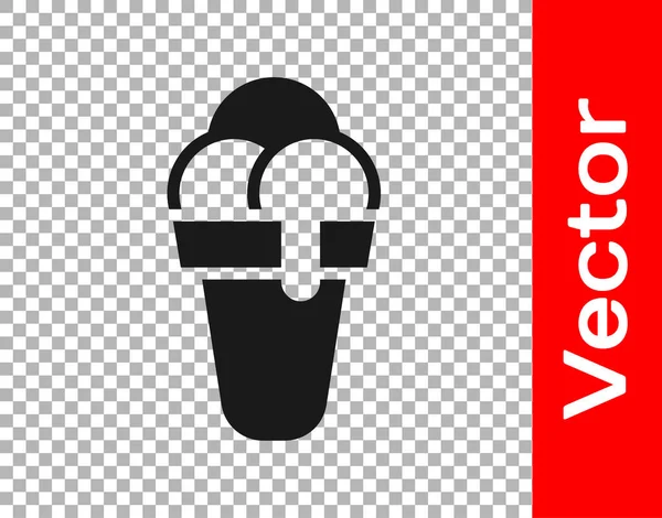 Helado Negro Icono Cono Gofre Aislado Sobre Fondo Transparente Dulce — Vector de stock