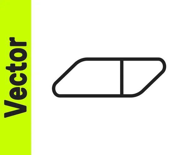 Schwarze Linie Radiergummi Oder Gummisymbol Isoliert Auf Weißem Hintergrund Vektorillustration — Stockvektor