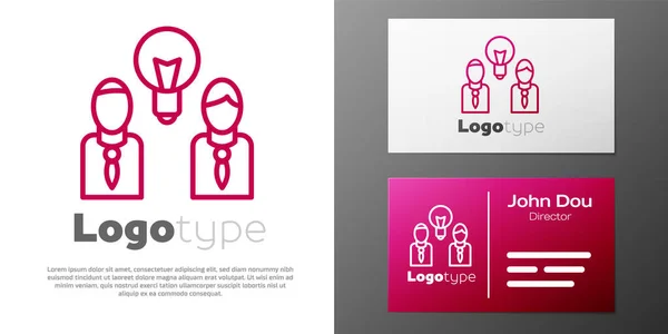 Logotype Line People Lamp Bulb Icon Isolated White Background Concept — Stock Vector