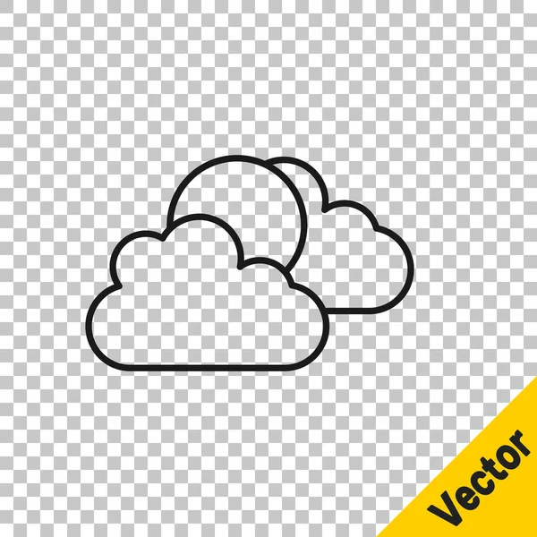 Black Line Sun Cloud Weather Icon Isolated Transparent Background Vector — Stock Vector