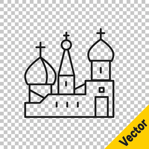 Linha Preta Símbolo Moscou Catedral São Basílio Ícone Rússia Isolado — Vetor de Stock