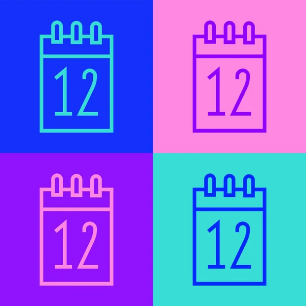 Pop Art Línea Calendario Junio Icono Aislado Fondo Color Idioma — Vector de stock