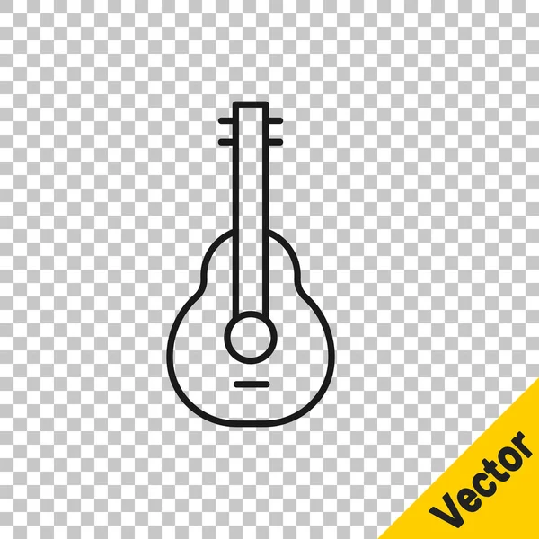 Ligne Noire Icône Guitare Mexicaine Isolé Sur Fond Transparent Guitare — Image vectorielle