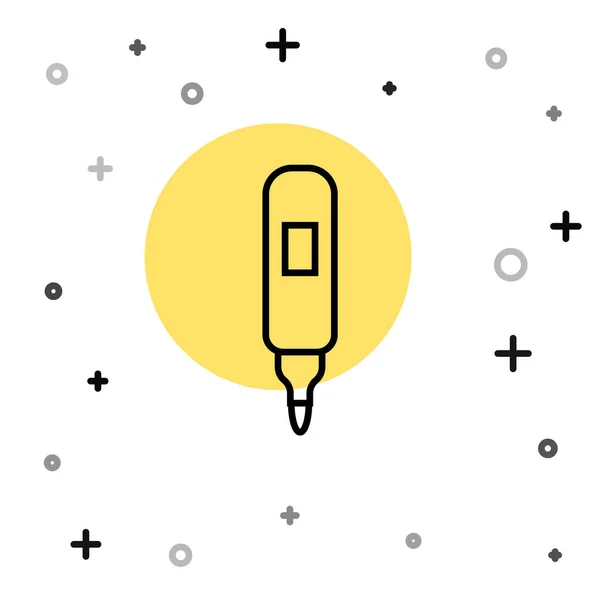 Zwarte Lijn Marker Pen Pictogram Geïsoleerd Witte Achtergrond Viltstift Willekeurige — Stockvector