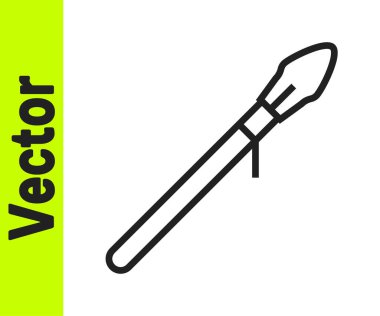 Siyah çizgi ortaçağ mızrak simgesi beyaz arkaplanda izole edilmiş. Ortaçağ silahı. Vektör.