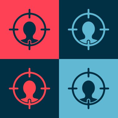 Pop Art Head avlanma simgesi renk arkaplanında izole edildi. İş hedefi ya da İstihdam tabelası. İş için insan kaynakları ve adam toplama. Vektör.