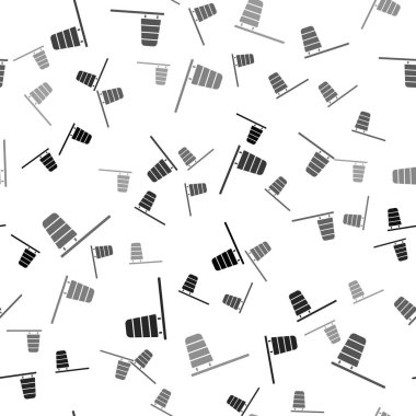 Siyah koni meteorolojisi rüzgar gülü vane ikonu beyaz arka planda izole edilmiş pürüzsüz desen. Rüzgâr Sock rüzgarın yönünü ve gücünü gösteriyor. Vektör.