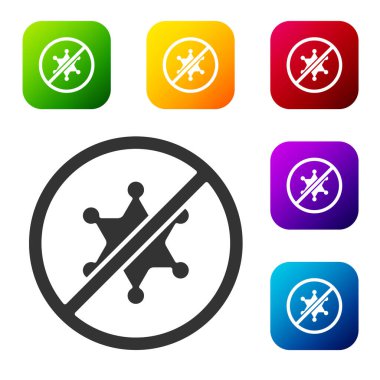 Siyah Protesto simgesi beyaz arkaplanda izole edildi. Toplantı, protestocu, grev, konuşma, pankart, protesto pankartı, dilekçe, lider, broşür. Renkli kare düğmelerle simgeleri ayarla. Vektör.