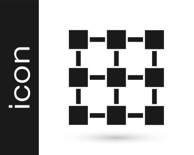 Siyah engelleme teknolojisi simgesi beyaz arkaplanda izole edildi. Kripto para birimi verileri. Soyut geometrik blok zincir ağ teknolojisi işi. Vektör.