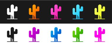 Kaktüs simgesini siyah beyaz arkaplanda izole et. Vektör.