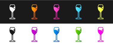 Şarap kadehi simgesini siyah beyaz arkaplanda izole et. Şarap kadehi ikonu. Kadeh işareti. Cam levhası. Mutlu Paskalyalar. Vektör.