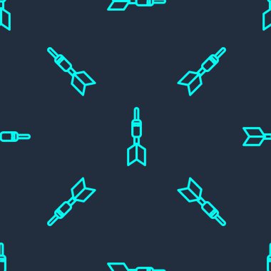 Yeşil Dart ok simgesi mavi arkaplandaki kusursuz deseni izole etti. Vektör İllüstrasyonu.