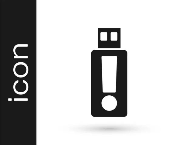 Black Usb Flash Drive Icon Isolated White Background Vector — Stock Vector