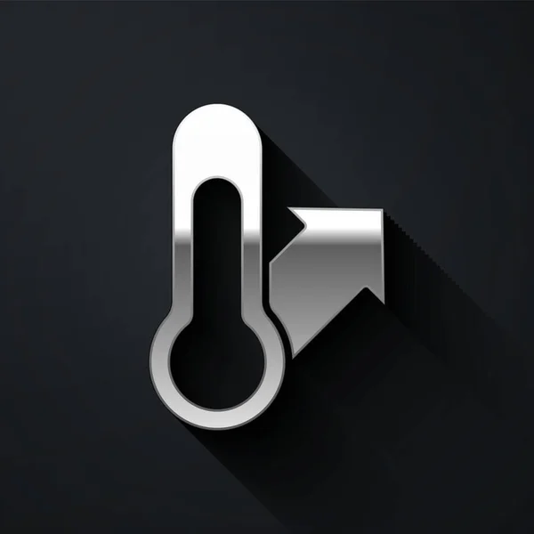 Silbernes Thermometer Messsymbol Isoliert Auf Schwarzem Hintergrund Thermometer Die Heißes — Stockvektor