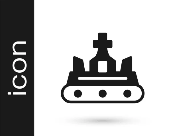 Zwarte Britse Kroon Pictogram Geïsoleerd Witte Achtergrond Vector — Stockvector