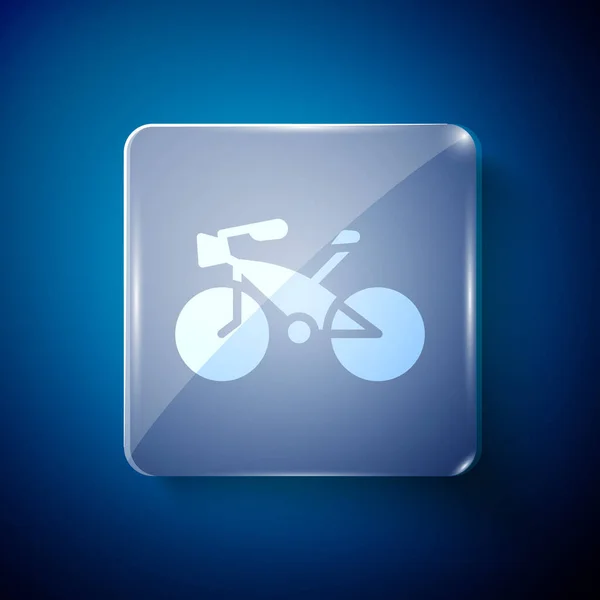 Λευκό Ποδήλατο Εικονίδιο Απομονώνονται Μπλε Φόντο Αγώνας Ποδηλάτων Ακραίο Άθλημα — Διανυσματικό Αρχείο