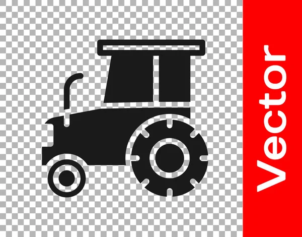 Black Tractor Icon Isolated Transparent Background Vector — Stock Vector