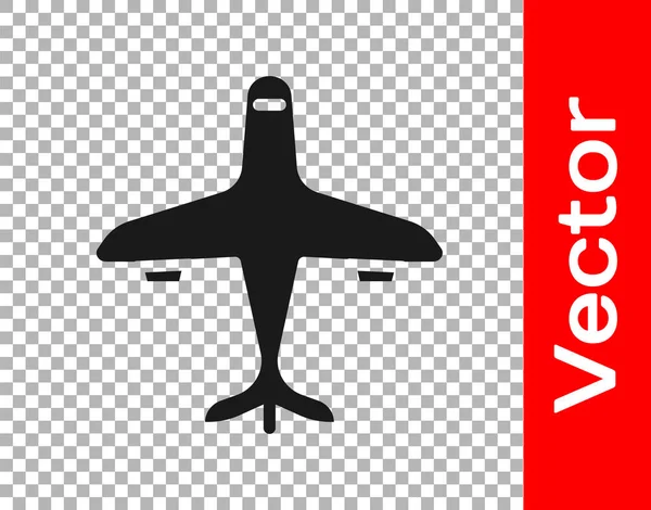 Черная Плоскость Значок Изолирован Прозрачном Фоне Икона Летающего Самолета Вывеска — стоковый вектор