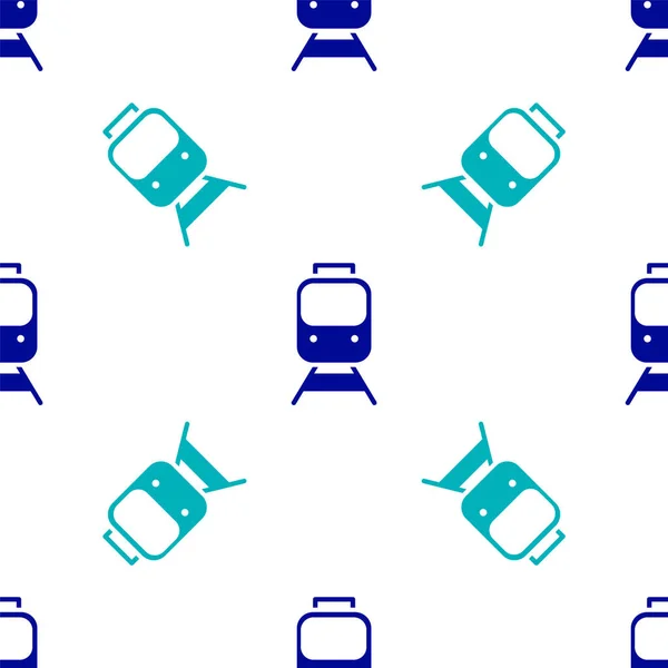 Modrý Vlak Železniční Ikona Izolované Bezešvé Vzor Bílém Pozadí Symbol — Stockový vektor