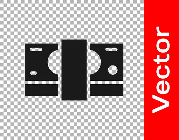 Черные Стопки Бумажные Деньги Иконка Денег Изолированы Прозрачном Фоне Пачки — стоковый вектор