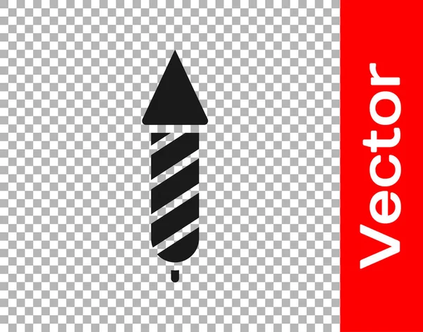 Icono Cohete Firework Negro Aislado Sobre Fondo Transparente Concepto Fiesta — Vector de stock