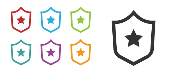 Ikona Odznaku Černé Policie Izolovaná Bílém Pozadí Značka Šerifa Štít — Stockový vektor